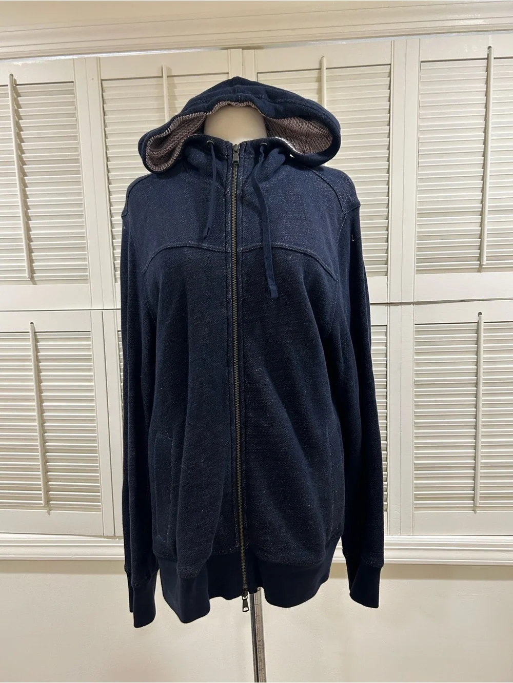 Banana Republic Men's Navy Hooded Zip Sweater